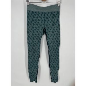 Oiselle Seamless Ankle Leggings Sz S Green Lightening Bolt
